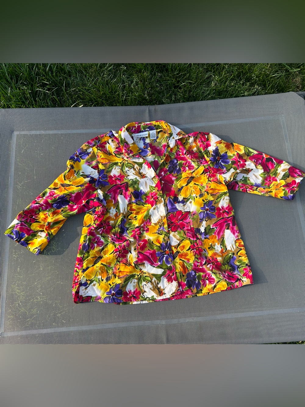 Floral Apparenza Women's Top - Multicolor Size 1X 3/4 sleeve spring summer